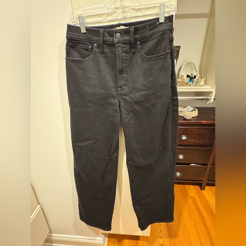 Madewell Perfect Vintage Wide-Leg Jean in Black Rinse Wash - Size 28